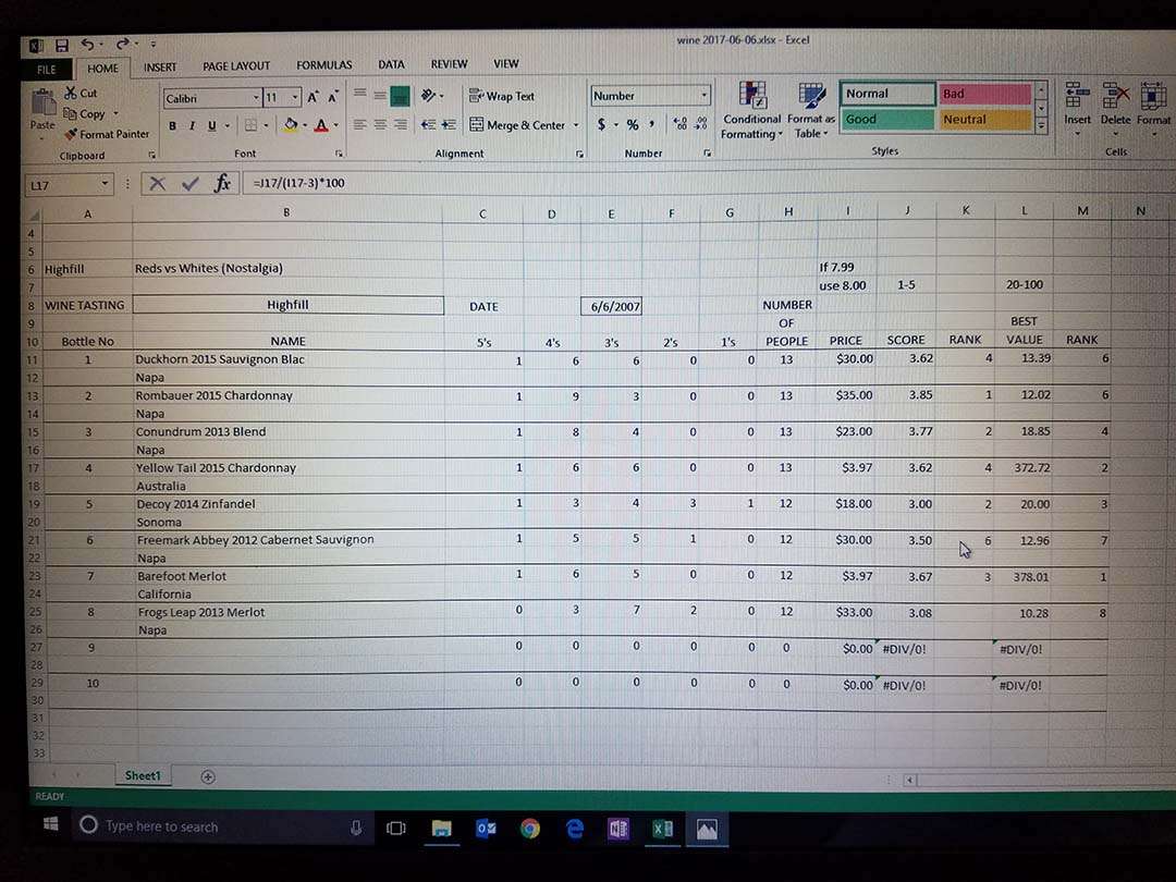 Vino Amores wine tasting spreadsheet