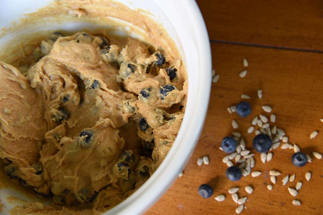 Jen's blueberry sunflower seed muffins - add blueberries 2