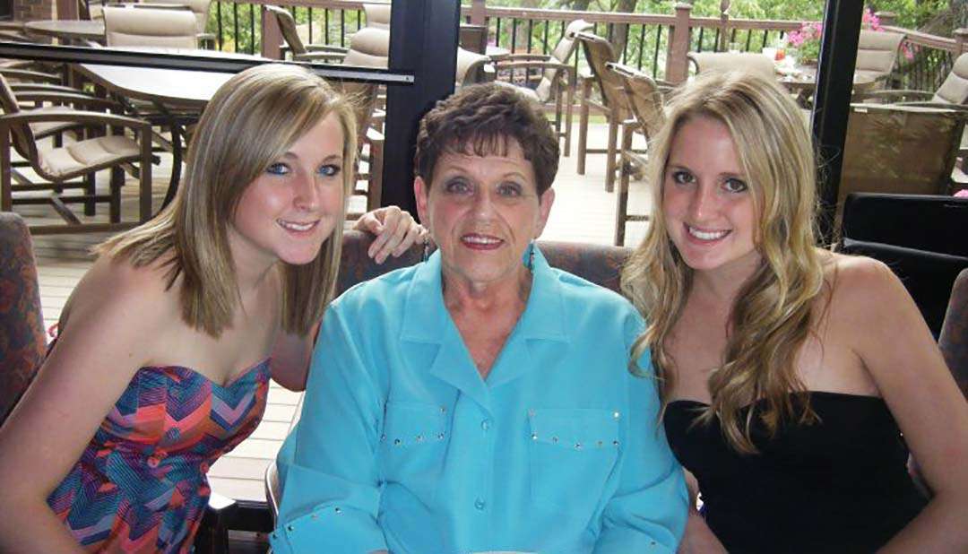 Jen's blueberry sunflower seed muffins - older Jen and Jessie with Grandma