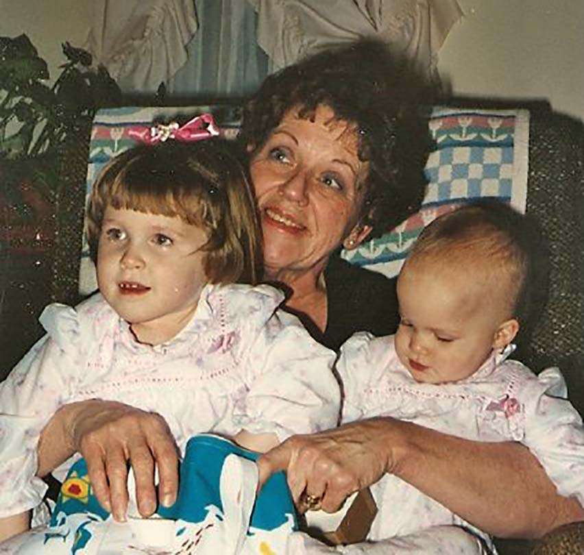 Jen's blueberry sunflower seed muffins - younger Jen and Jessie with Grandma