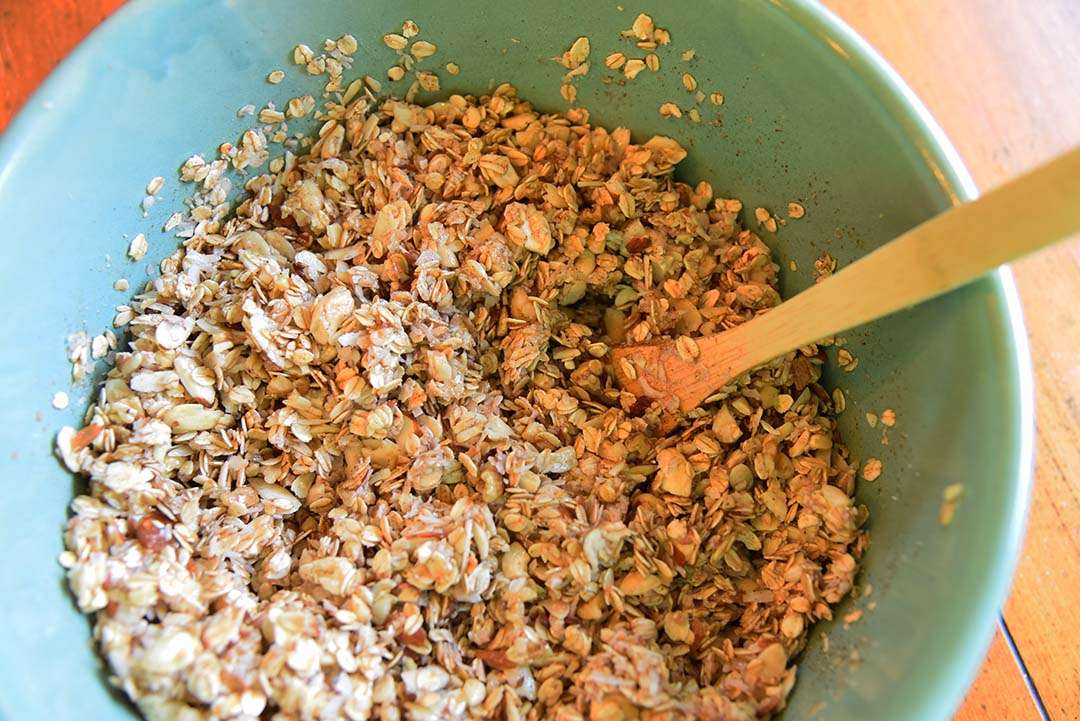 Tara's Homemade Granola - mix together wet ingredients