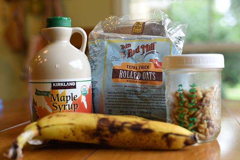 Maple Oat Banana Walnut Bread - Ingredients