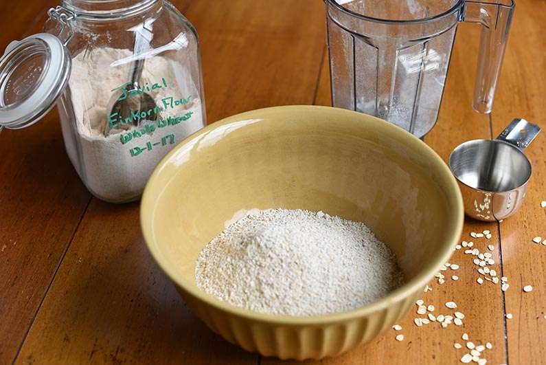 Maple Oat Banana Walnut Bread - dry ingredients