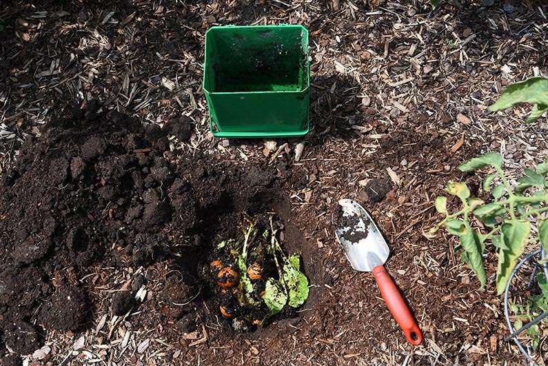 2017-10-07 Easy Composting - put the kitchen scraps into the hole