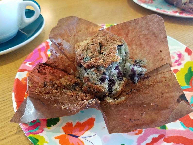 2017-10-18 Morning Coffee at Farmhouse Coffee & Treasures - blueberry muffin