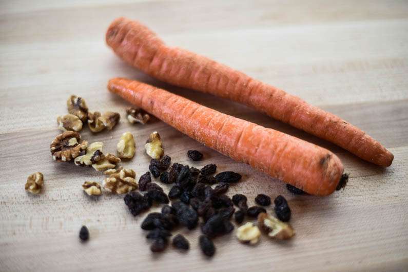 Carrot Muffins with Raisins, Walnuts, and Maca Powder-1