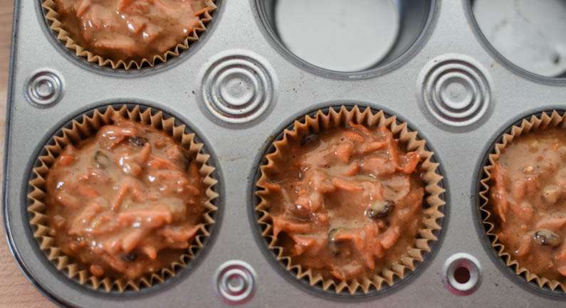 Carrot Muffins with Raisins, Walnuts, and Maca Powder-8